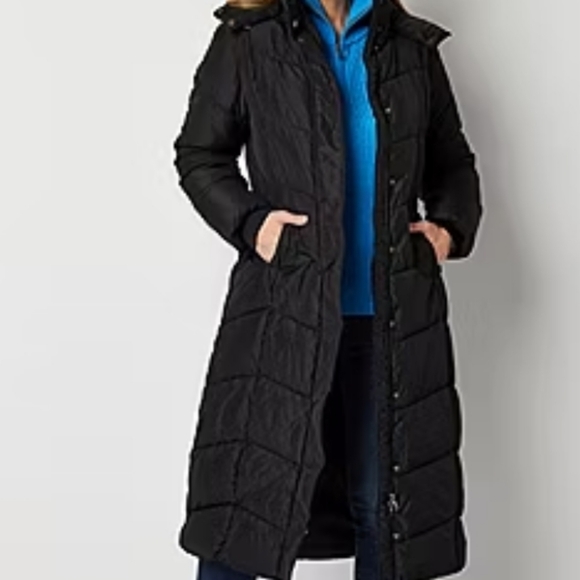 St. John's Bay Jackets & Blazers - St. Johns Bay NEW Womens Puffer Coat Long Jacket Nylon Winter Washable Black XXL